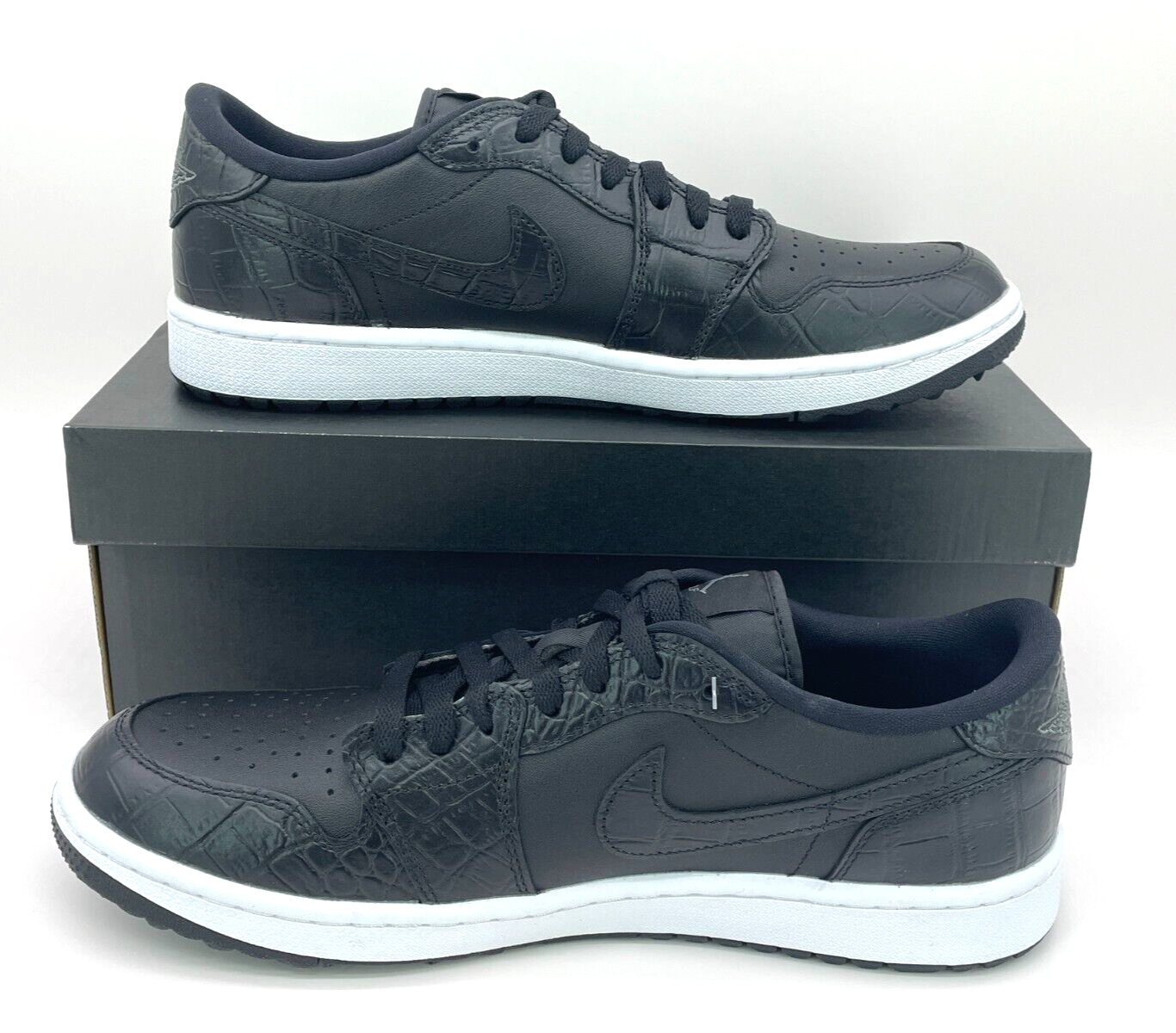 Pre-owned Jordan Nike Air  Retro 1 Low Golf Snake Skin Black Mens Size 11 Brand In Hand