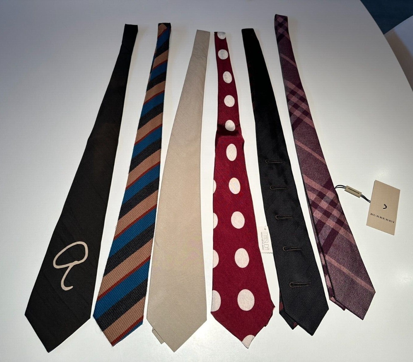COMME des GARÇONS tricot leather tie 4 Comme des Garcons, 1 Matsuda (w/ tag) & 1 Burberry (w/ tag