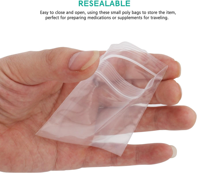 200 Pieces Small Clear Ziplock Bags Resealable Zipper Poly Bags Ziplock Storage
