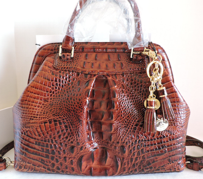 🌹 Brahmin Bristol Framed Satchel Pecan Leather Carryall Doctor Bag + Tassel NWT