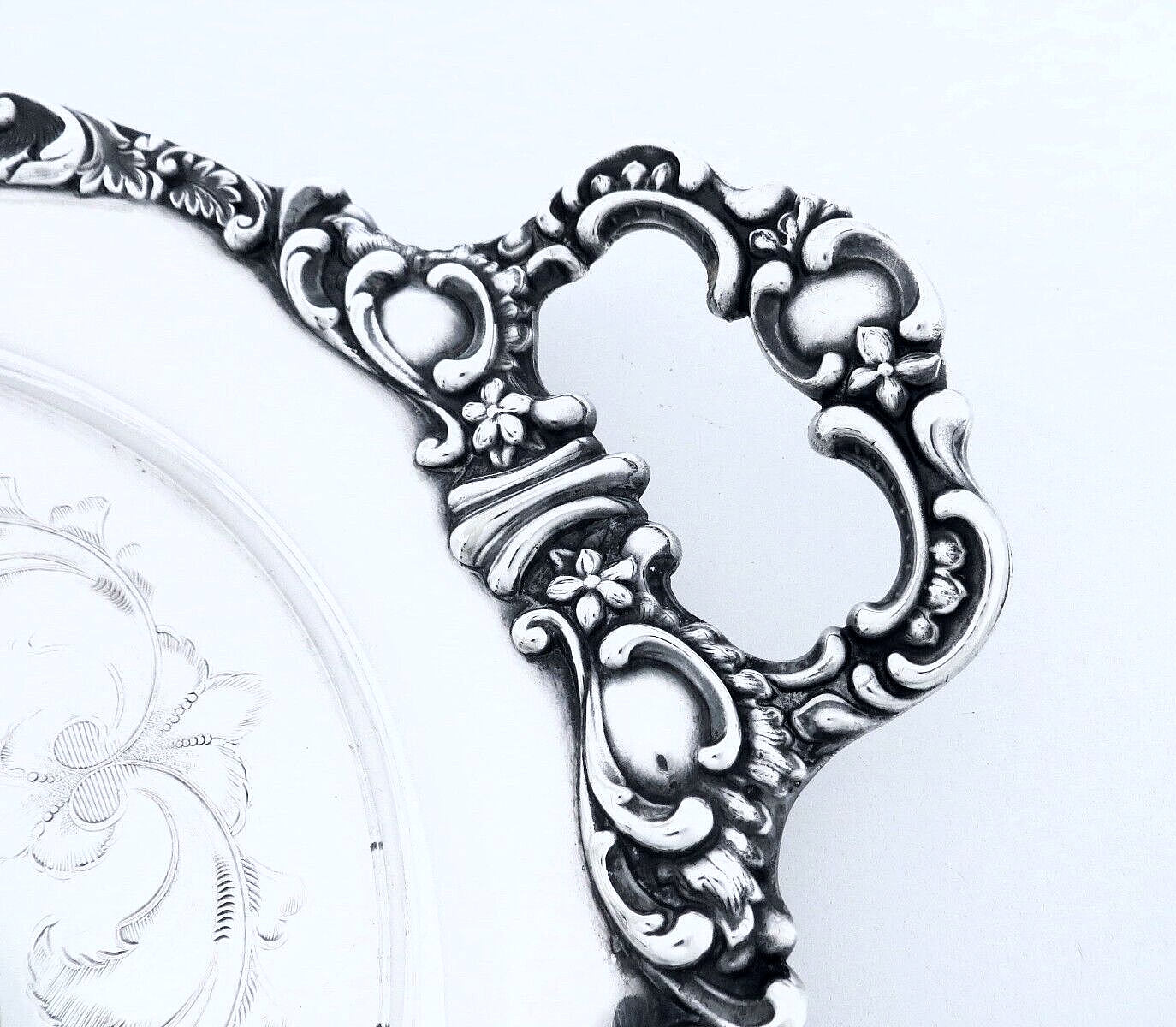 【Crown Silver Co】 オードブルサーバー 直径40cm！！ 1940 CHELTENHAM SHEFFIELD ENGLAND ORNATE SILVER ON COPPER