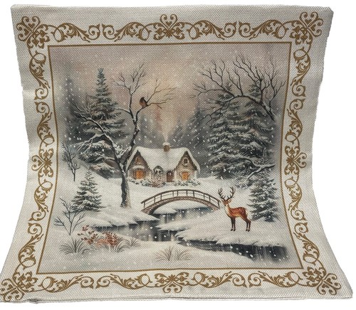 Deer Winter Holiday Home Vintage Christmas Throw Pillow Cover Holiday Home Decor