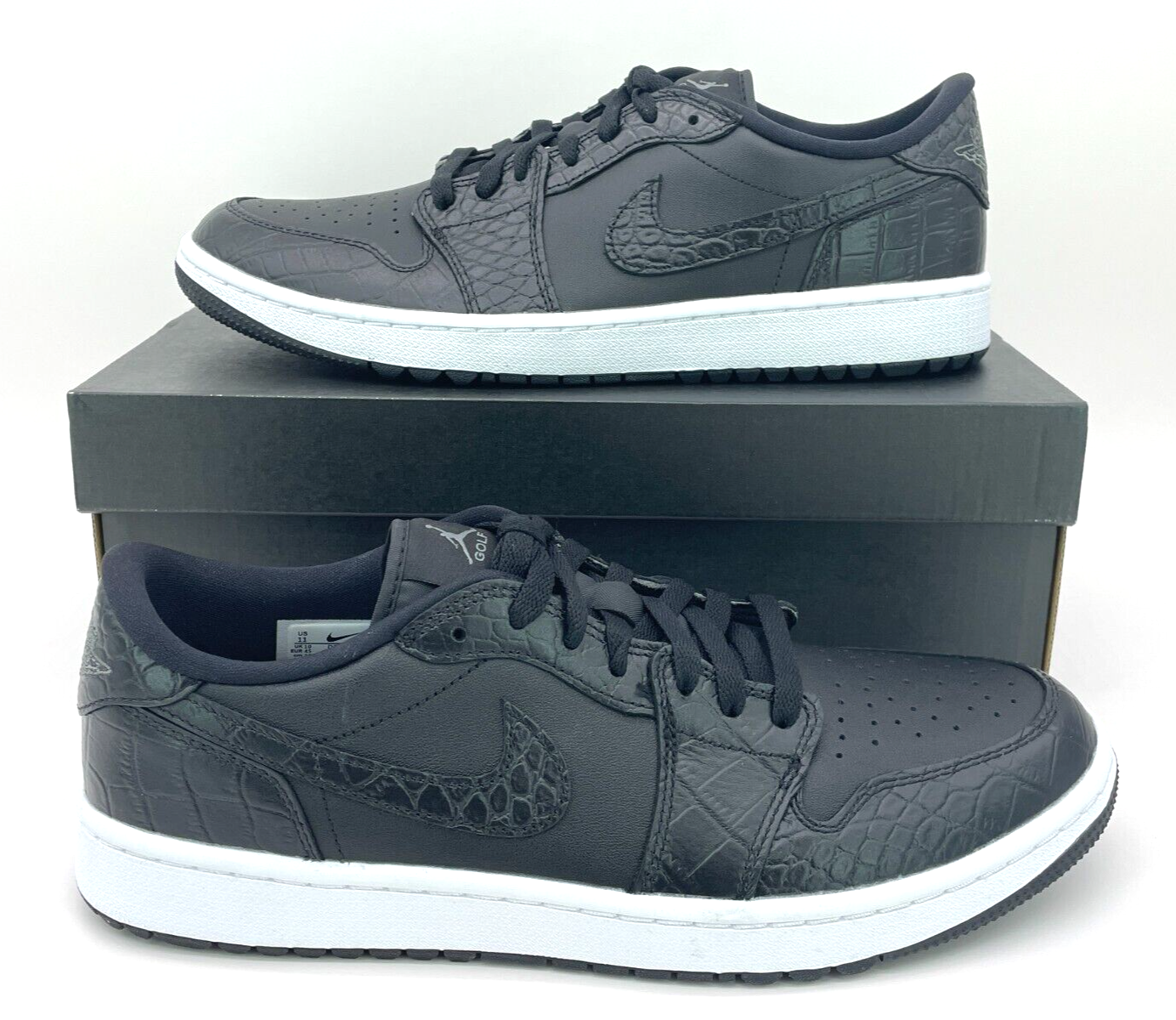 Pre-owned Jordan Nike Air  Retro 1 Low Golf Snake Skin Black Mens Size 11 Brand In Hand