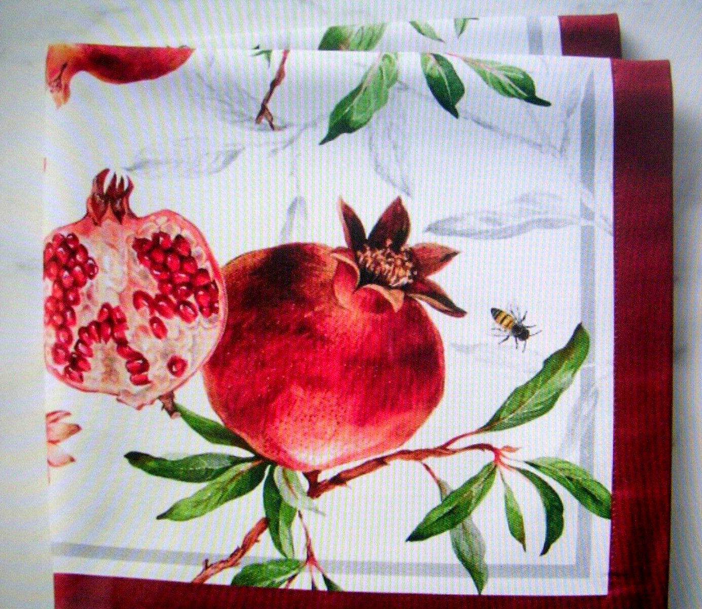 WILLIAMS SONOMA POMEGRANATE DINNER NAPKINS SET OF FOUR 100% COTTON NEW WITH TAGS