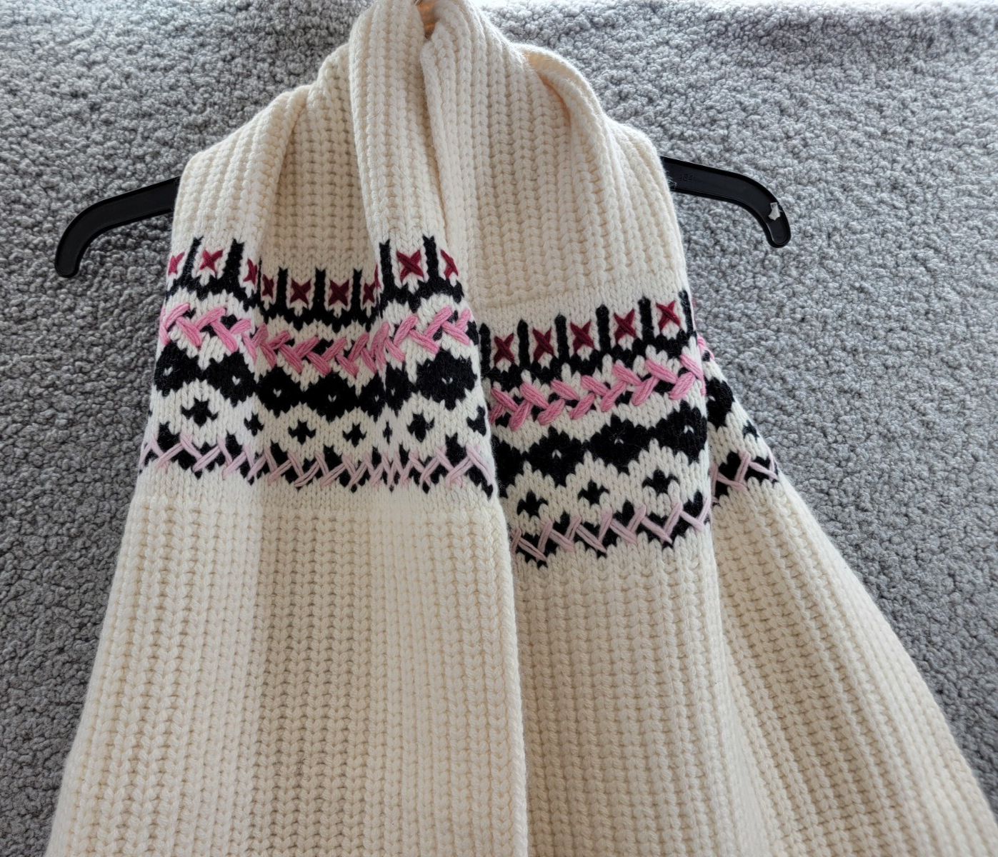 rag & bone Wool Blend Leigh Fair Isle Scarf Women's One Size Ivory~ - Picture 3 of 14