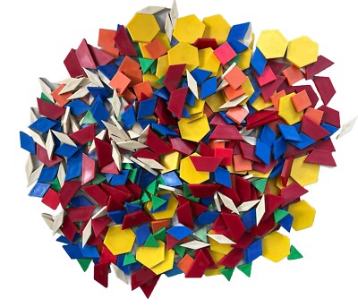 Geometric Pattern Blocks Lot Multi Color Shapes Hard Plastic 400+ Pieces