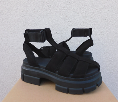 UGG ASHTON STRAPPY BLACK PLATFORM GLADIATOR SANDALS WOMEN US 5.5