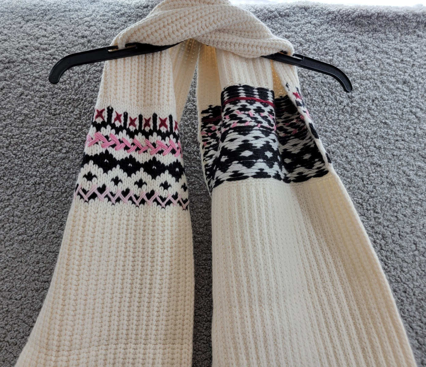 rag & bone Wool Blend Leigh Fair Isle Scarf Women's One Size Ivory~ - Picture 11 of 14