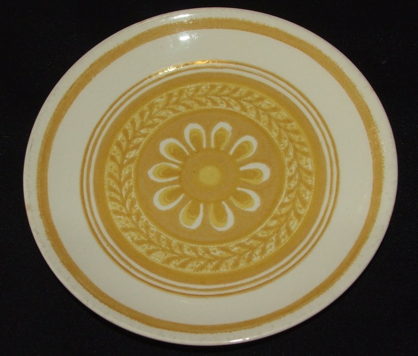 6 Vintage Harvest Gold Floral Cavalier Ironstone Dessert Plates Royal China USA