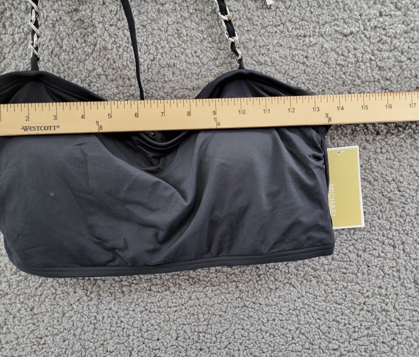MICHAEL Michael Kors Chain-Trim Halter Longline Bikini Top Women's L Black - Picture 4 of 12