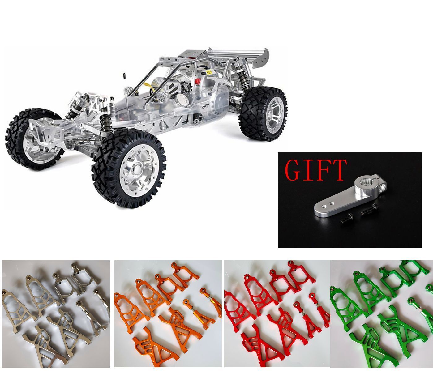 CNC Aluminum Front + Rear Suspension Arm for Rovan HPI KM CNC Aluminum Front + Rear Suspension Arm for Rovan HPI KM