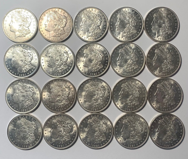 1921-P Morgan Silver Dollar UNC BU MS Uncirculated Roll of