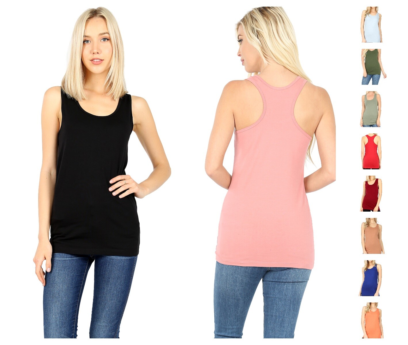 SOFT COTTON  STRETCH  RACERBACK TANK TOP RELAXED LONG WORKOUT YOGA SPORT FITNESS