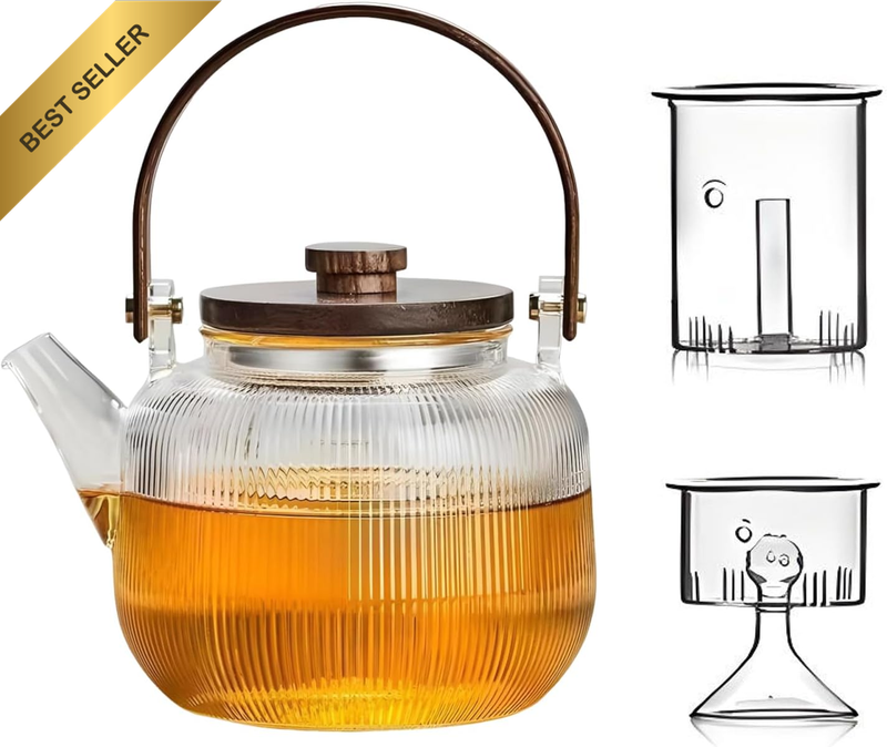 1000Ml Glass Teapot with Removable Infuser Borosilicate Clear Teapot for Flower