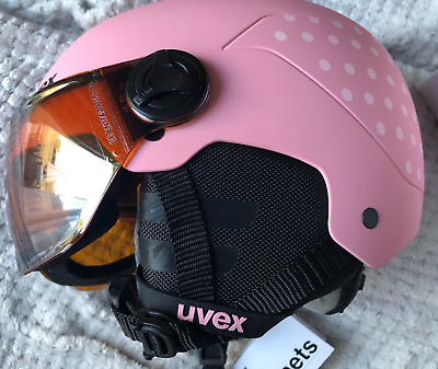 uvex Rocket jr Visor. Ski Helmet for Kids Pink Confetti Matt 51 55