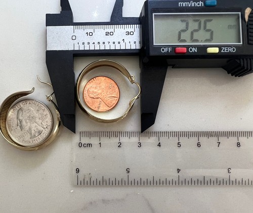 Pre-owned Handmade Gold Hoop Earring 10k Round Solid Bangle Thick Wide Chunky 8.3mm 30mm .85" In Yellow