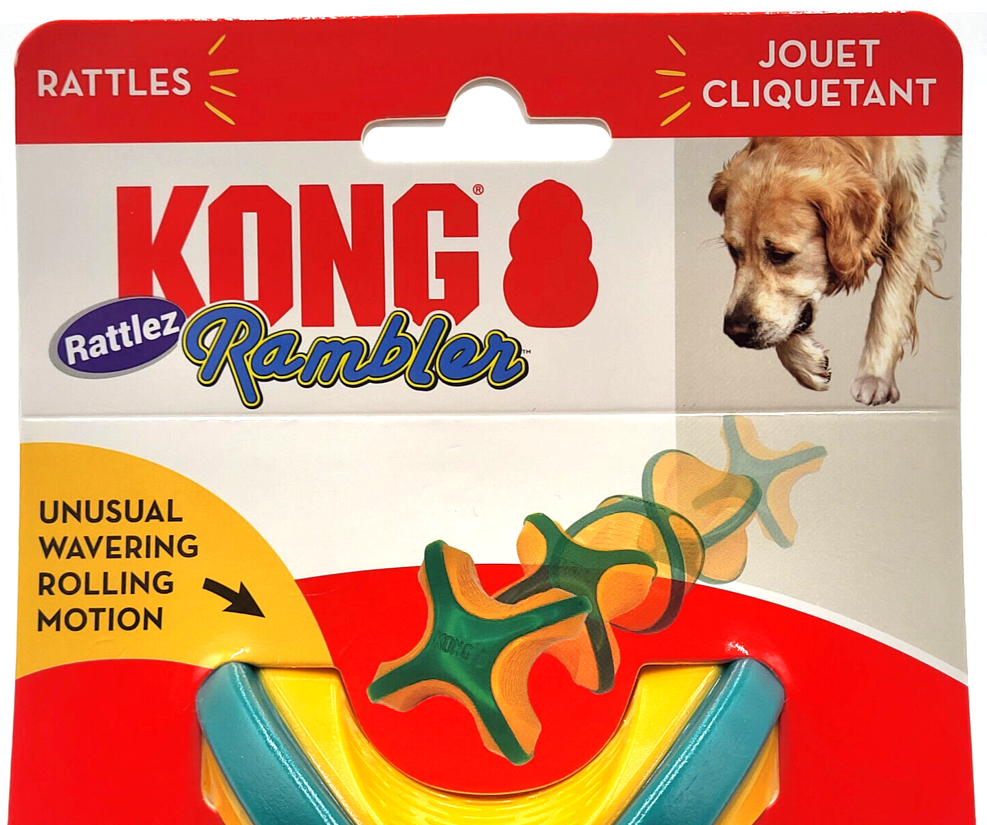 KONG Rambler Rattlez X-Ball Medium/Large Fetch & Chew Dog Toy 3"