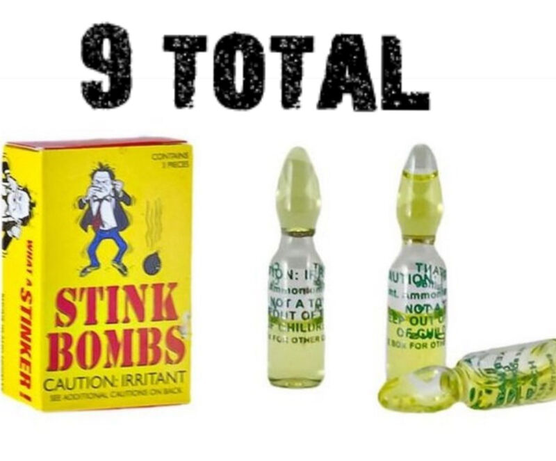 (9) GLASS STINK BOMBS  ~ stinky smelly crap turd puke odor gag prank joke