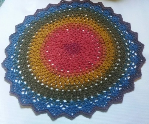 Handmade Crochet Multi Color Mandala Small Rug 24