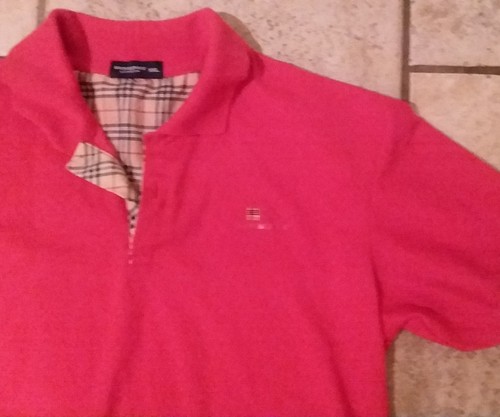 BURBERRY LONDON WOMENS POLO SHIRT CORAL RED WITH BURBERRY COLLAR XXL