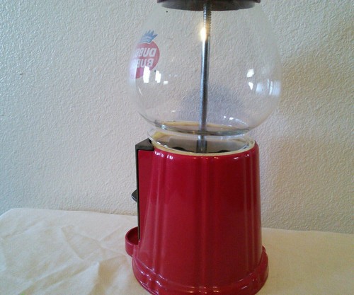 Vintage Tabletop DUBBLE BUBBLE Gum Machine Coin Bank Metal Glass
