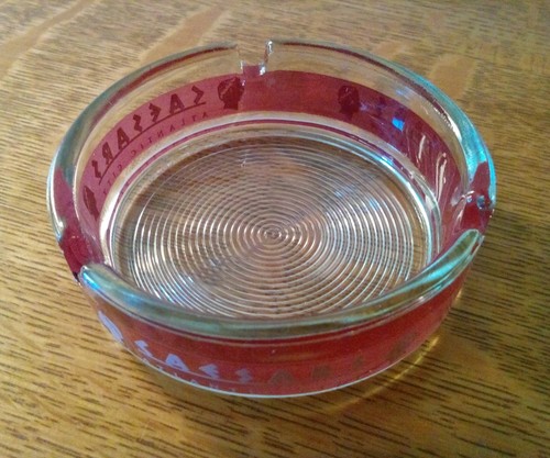 Vintage Caesars Atlantic City Clear Glass With Red Band 3 5/8