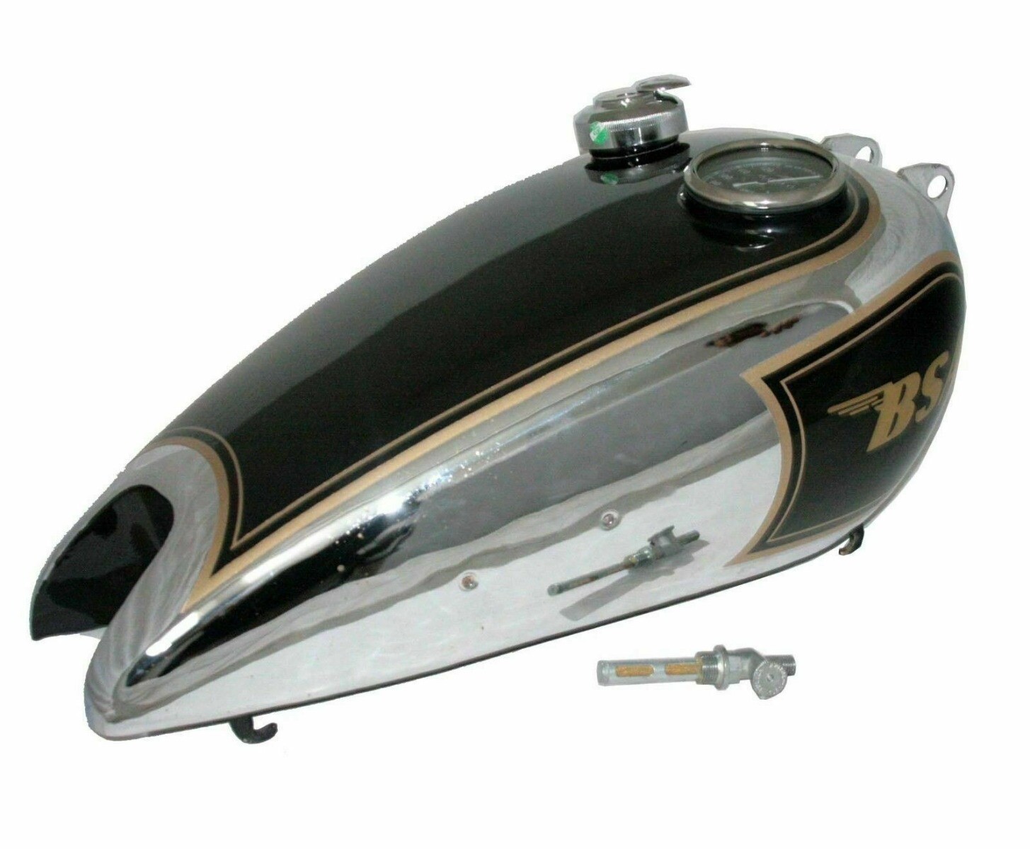 BSA C11 C12 C10 250cc Petrol gas tank Chrome plated & Black With Cap Speedometer & Tap
