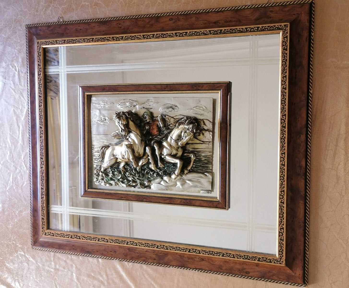Vintage ARG 925 Sterling Silver 3D Two Horses Creation
