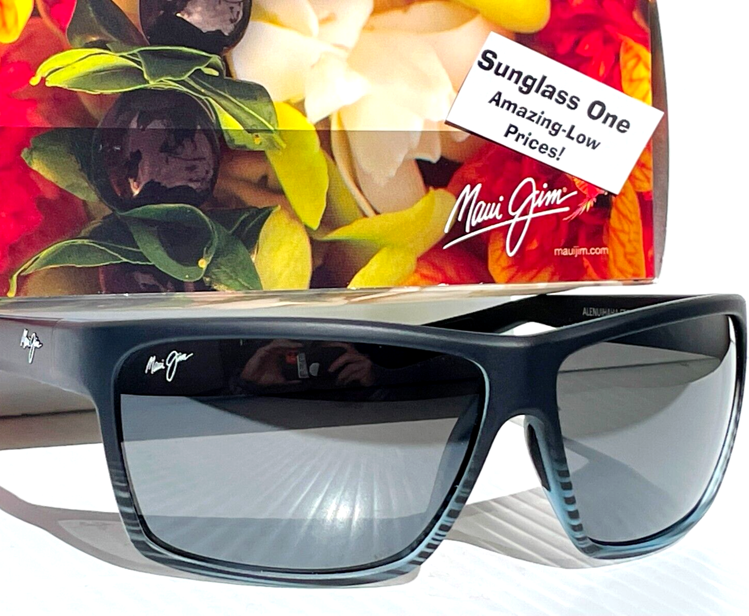 Pre-owned Maui Jim Alenuihaha Grey Black Stripes Polarized Grey Glass Sunglass 839-11d In Gray