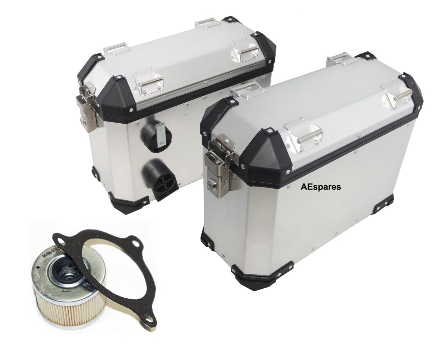 Fits Royal Enfield Himalayan 411 Aluminium Panniers Silver Box Packed Pair