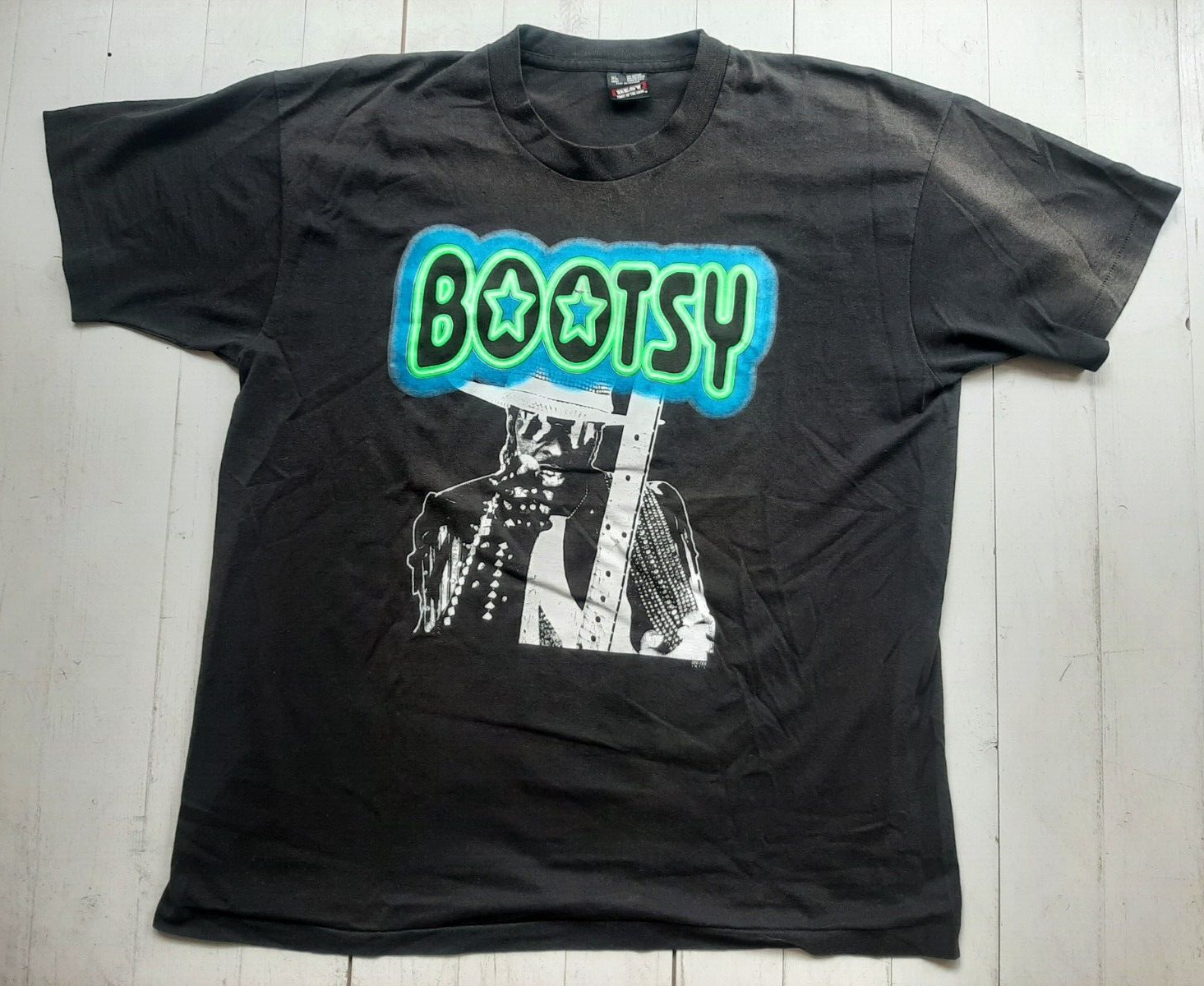 90s BOOTSY COLLINS Tシャツ P-FUNK G-RAP BOOTSY COLLINS Funk Card Vintage 80s 90s Black T Shirt XL