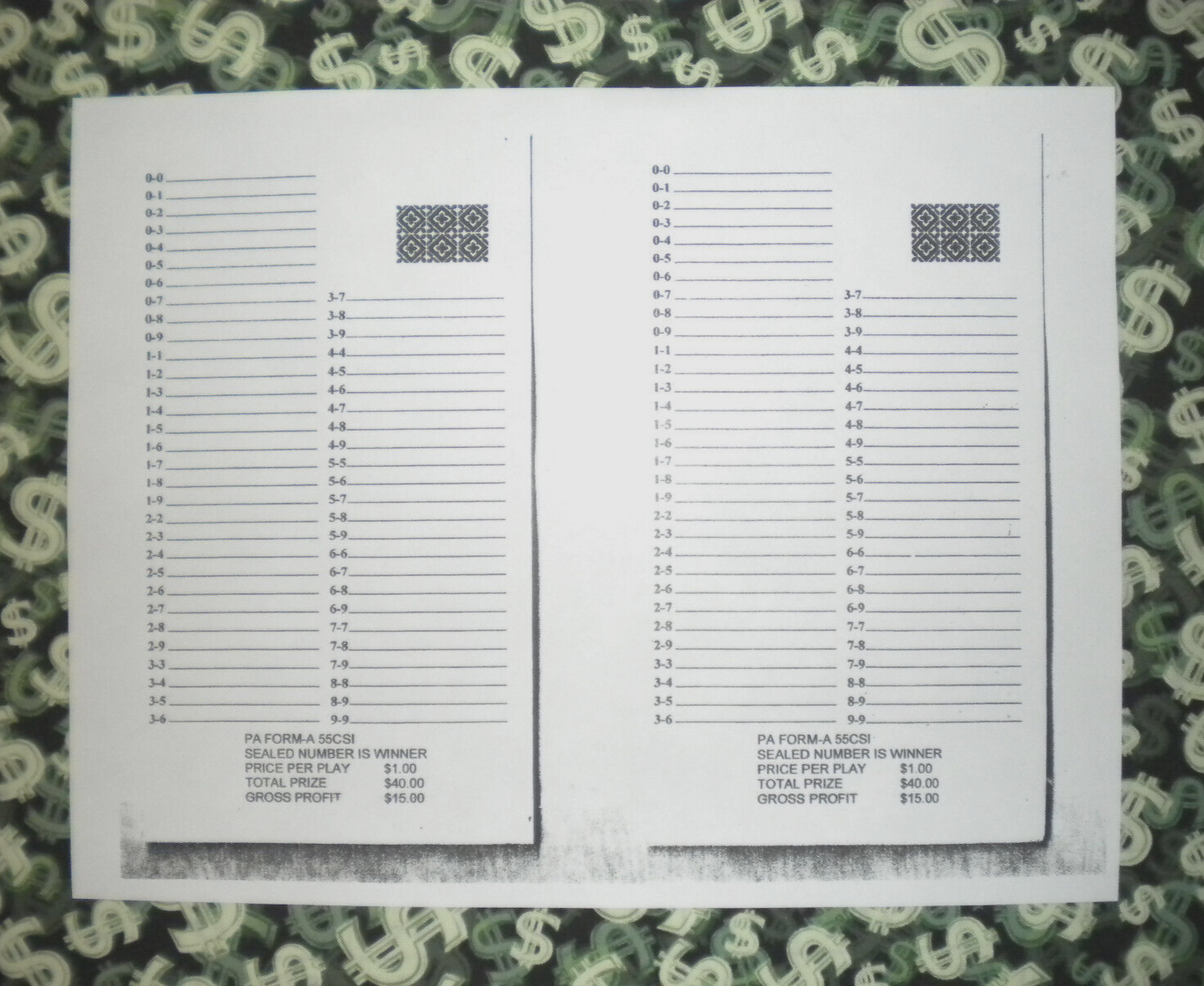 1 Dozen # 55 h&t SURE TIP BOARD {0-0 to 9-9} "NO Seal" SPORT SCORES Jar Pull Tab