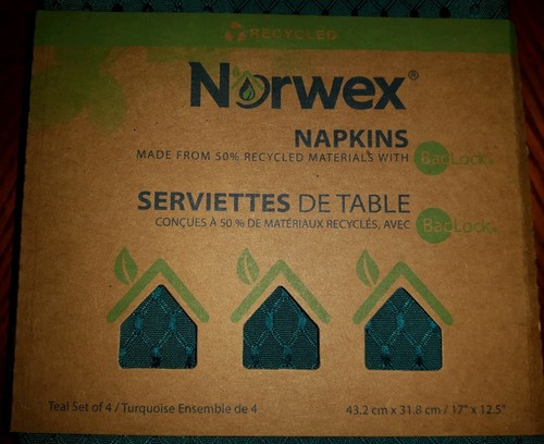 Norwex Napkins PEACOCK Set of 4 Recycled Cloth PEACOCK TEAL NEW FREE SHIPPING