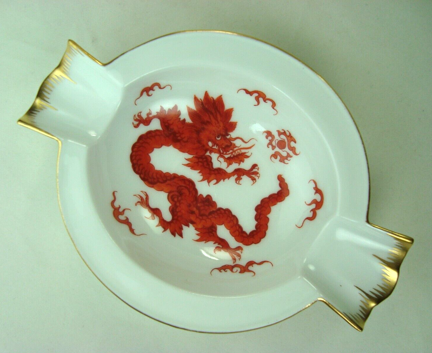 ANTIQUE MEISSEN PORCELAIN CHINESE RED MING DRAGON ASHTRAY | eBay