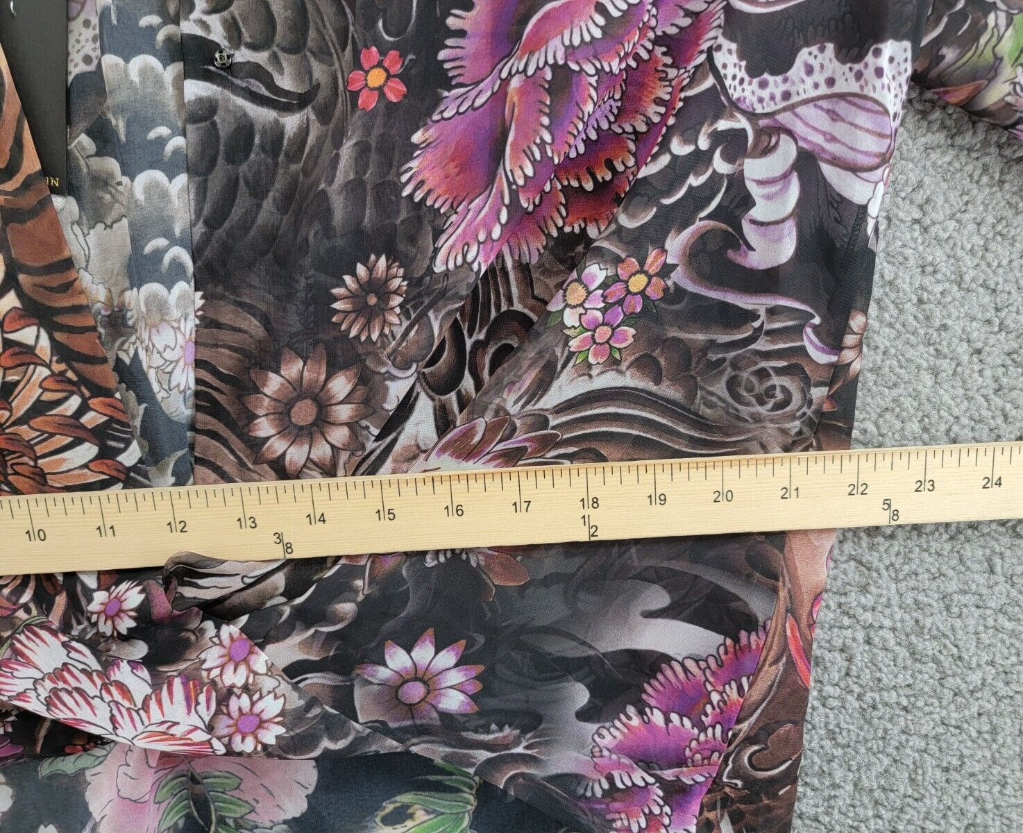Kobi Halperin Robin Floral Balloon-Sleeve Blouse Womens S Black Multi V-neck L/S - Picture 7 of 15