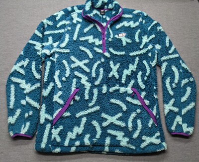 Neff Women's Rink Polar Fleece Quarter Zip Sherpa Pullover Size Large 