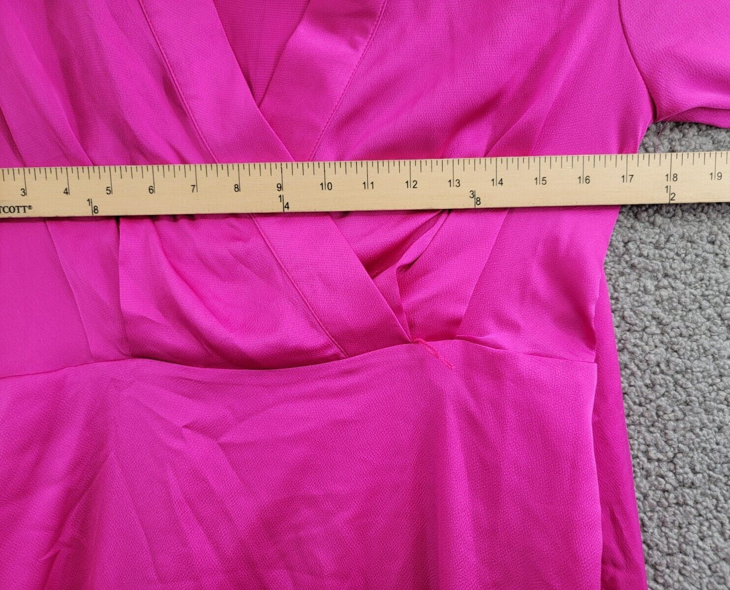 Tahari ASL Petite Collared V-Neck Side-Tie Midi Dress Women's 8P Shocking Pink~ - Picture 6 of 18