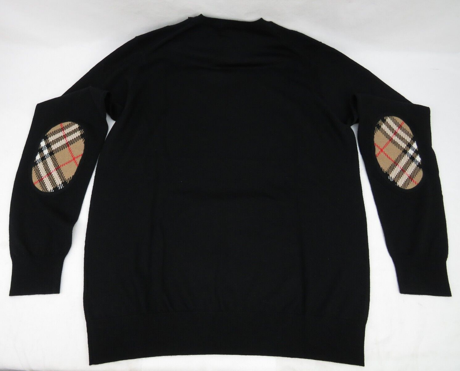 Pre-owned Burberry $830  Bempton Black Merino Wool Elbow Check Patches Pullover Sweater S
