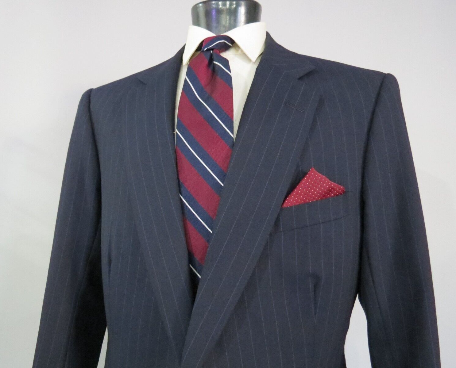 Henry Poole Savile Row London Navy blue fine twill weave
