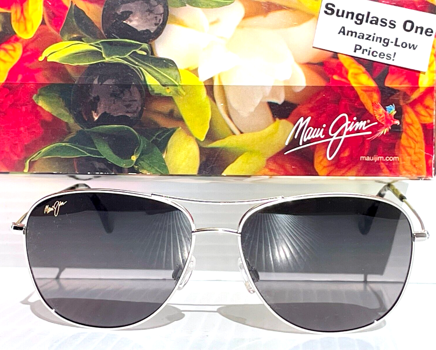 Pre-owned Maui Jim Cliff House Silver Polarized Grey Lens Sunglass Gs247-17 In Gray