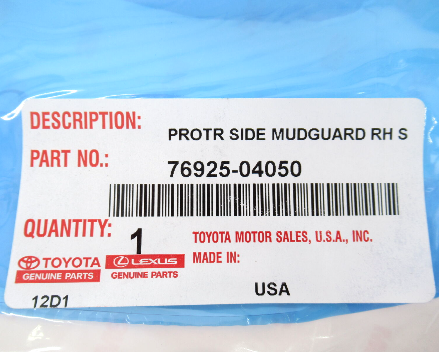 Genuine OEM Toyota 76925-04050 Passenger RH Side Panel