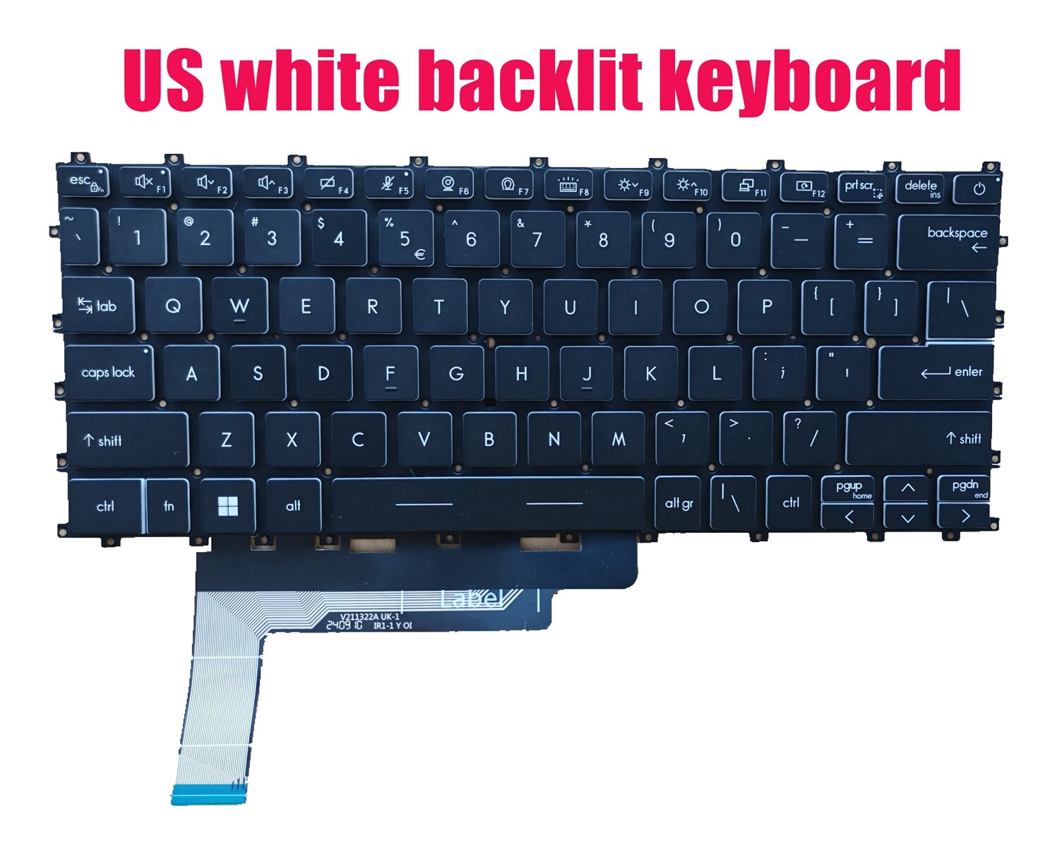US white backlit keyboard for MSI Modern 14 C12M/C13M/C12MO