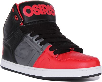 Osiris Nyc 83 Clk Mid Top Lace Up Skateboard Shoes Black Red