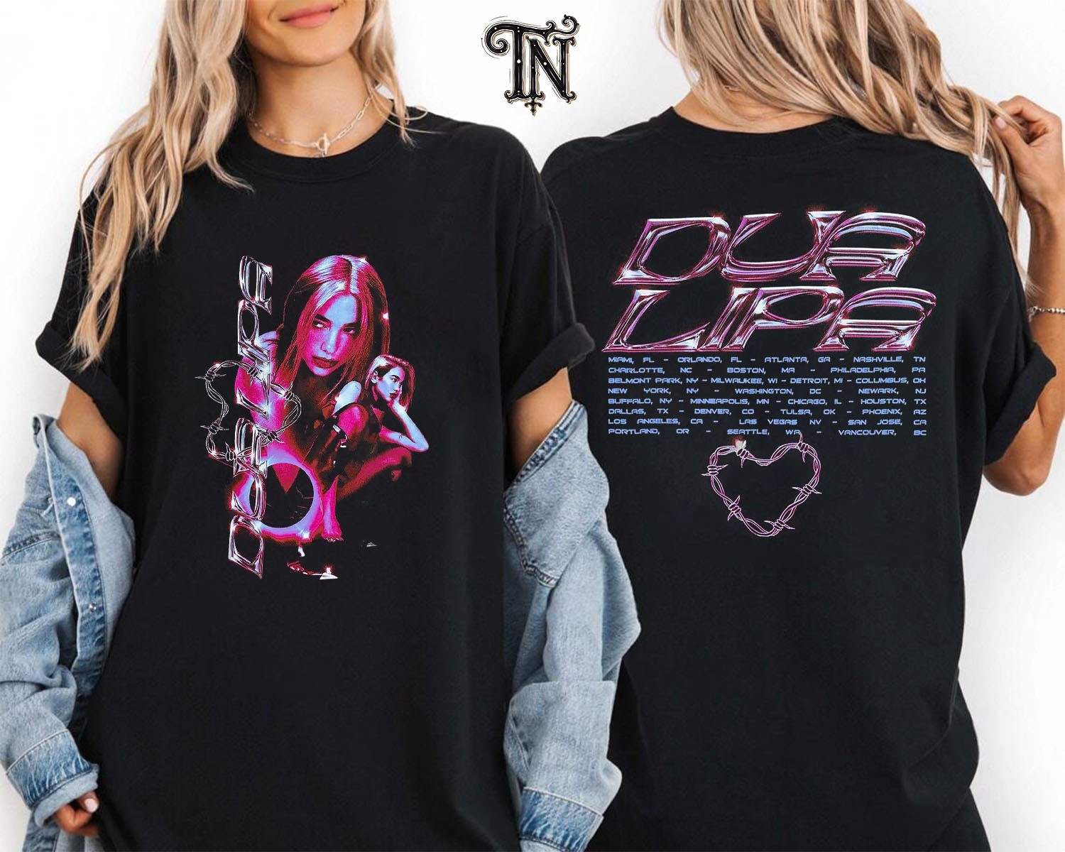 Dua Lipa Concert Music 2025 Graphic Tee Double Sided Unisex
