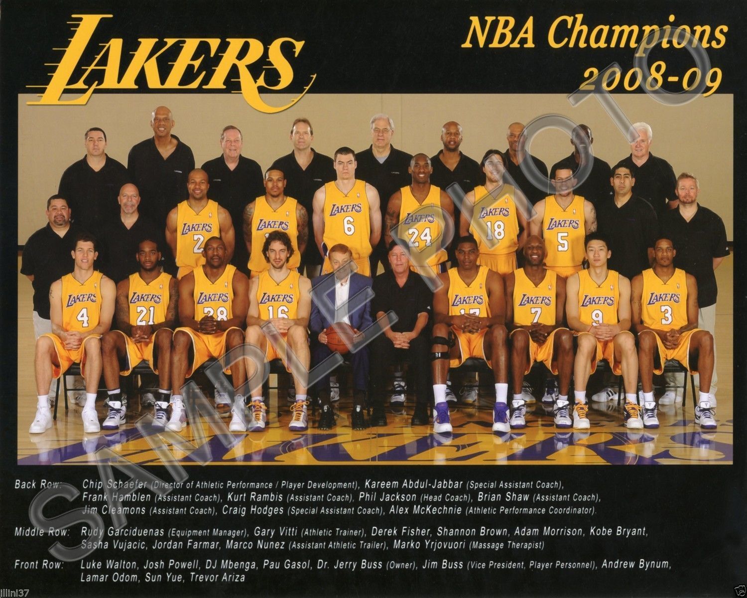 スポーツ・フィットネス Los Angeles Lakers: The Complete History 2008-2009 LOS ANGELES LAKERS NBA WORLD CHAMPIONS 8x10 TEAM