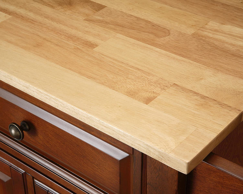 Crosley Furniture Alexandria Kitchen Island with Natural Wood Top - White