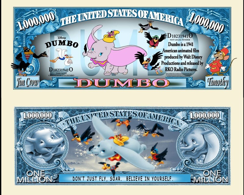 Dumbo - Billet Million Dollar Us ! Dessin AnimÃ© Walt Disney ElÃ©Phant Cirque Film