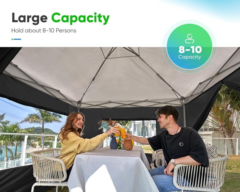 8x8 Pop Up Canopy Tent Easy Setup Outdoor Gazebo with Sidewalls, Roll-Up Windows