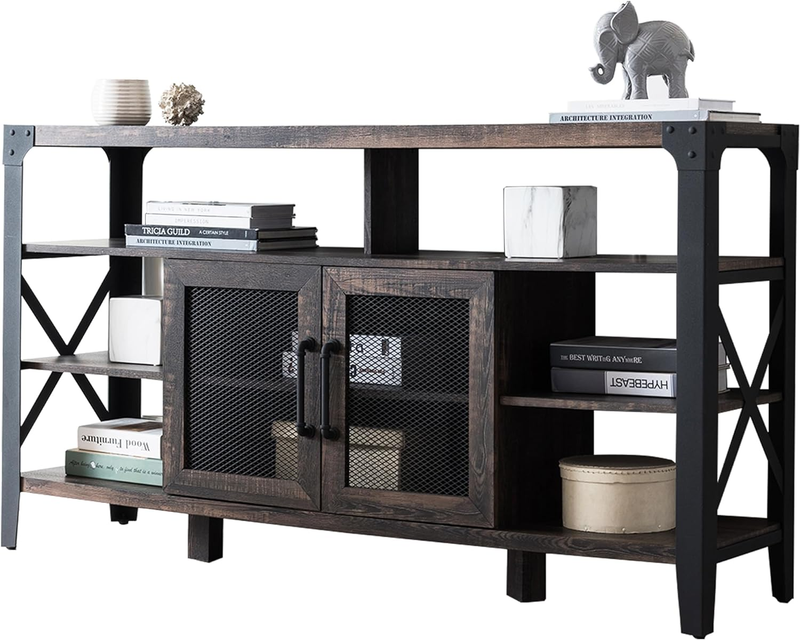 Industrial Entertainment Center for 65 70 Inch TV, 33" Tall Highboy TV Stand wit