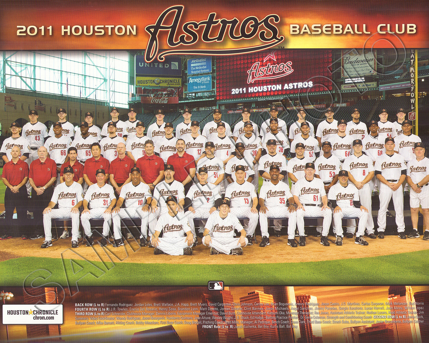 2011 HOUSTON ASTROS BASEBALL 8X10 TEAM PHOTO ALTUVE ROOKIE SEASON